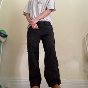 Black Contrast Stitch Cargo Pants